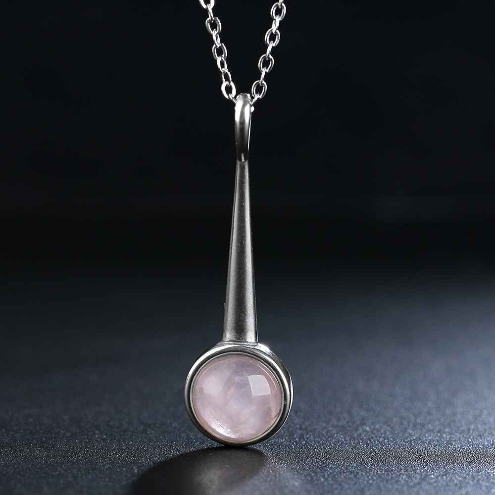 925 Sterling Silver Necklace Sun shape 10MM Natural Rose Quartz Pendant Necklace for Women Jewelry Gift Pink Stone Necklace 925 Sterling Silver Necklace Sun shape 10MM Natural Rose Quartz Pendant Necklace for Women Jewelry Gift Pink Stone Necklace