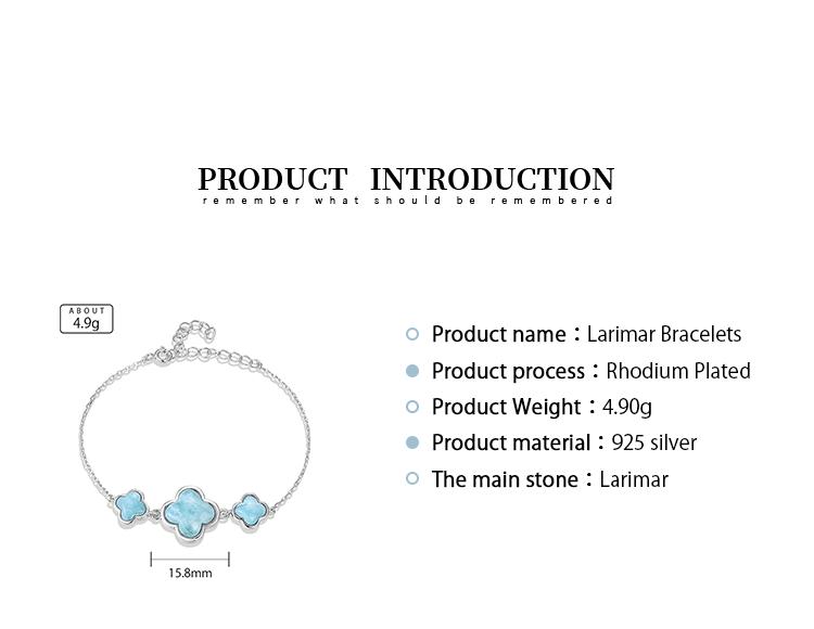 XYOP 925 Silver Gift Natural Blue Larimar Minimalist Everyday Niche Four-Leaf Clover Bracelet, Taste Worthy Of Easy Strength To XYOP 925 Silver Gift Natural Blue Larimar Minimalist Everyday Niche Four-Leaf Clover Bracelet, Taste Worthy Of Easy Strength To